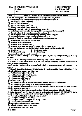 Đề thi học kì I Sinh học lớp 9 (Có đáp án) - Mã đề SI0903 - Năm học 2016-2017 - Trường THCS Mỹ Hương